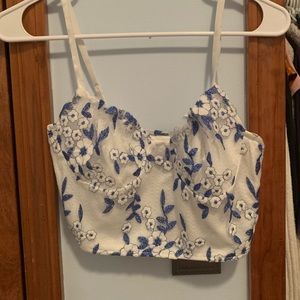 Blue Floral Crop Top